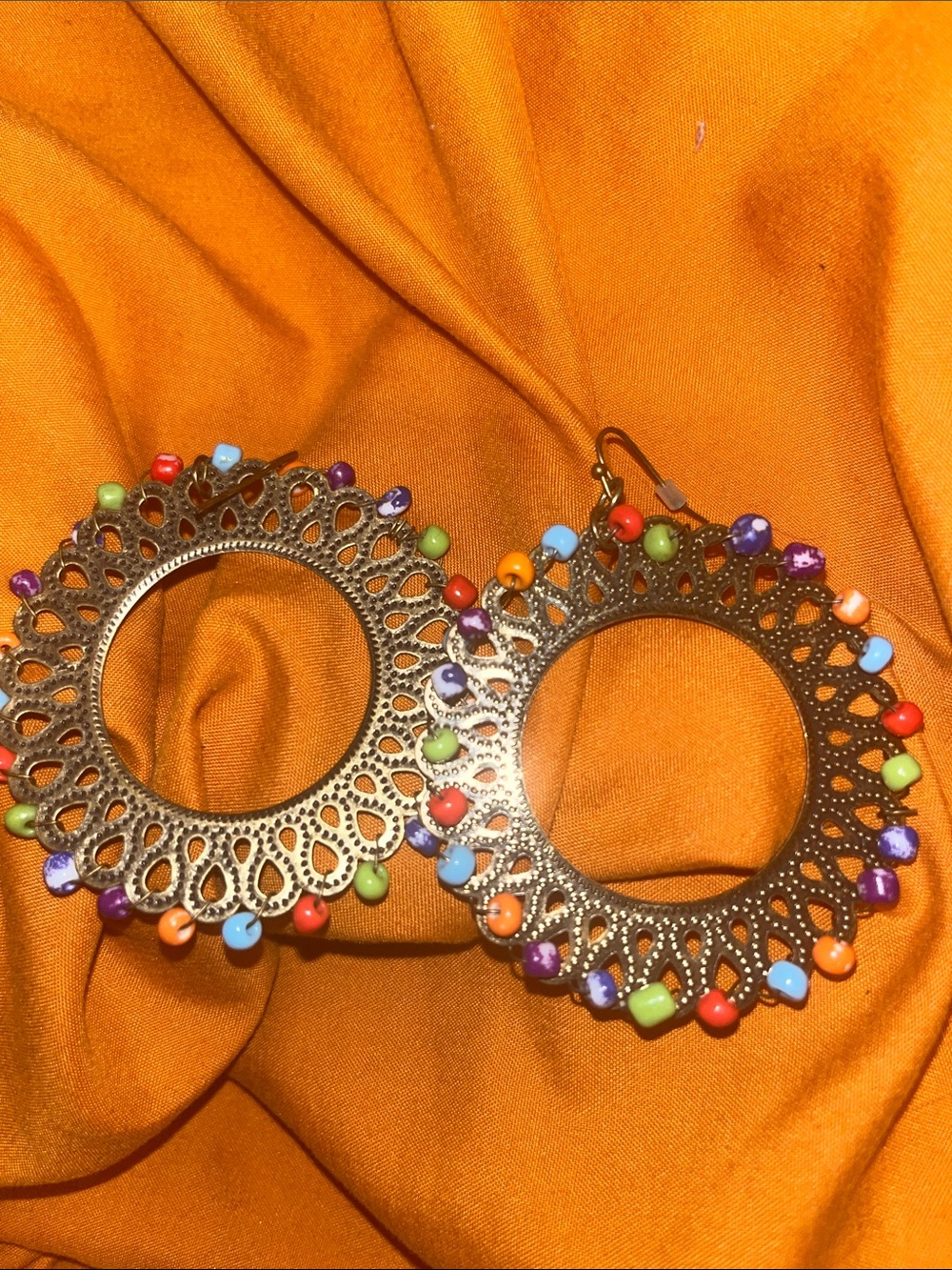 Multicolor Boho Filigree Hoop Earrings
